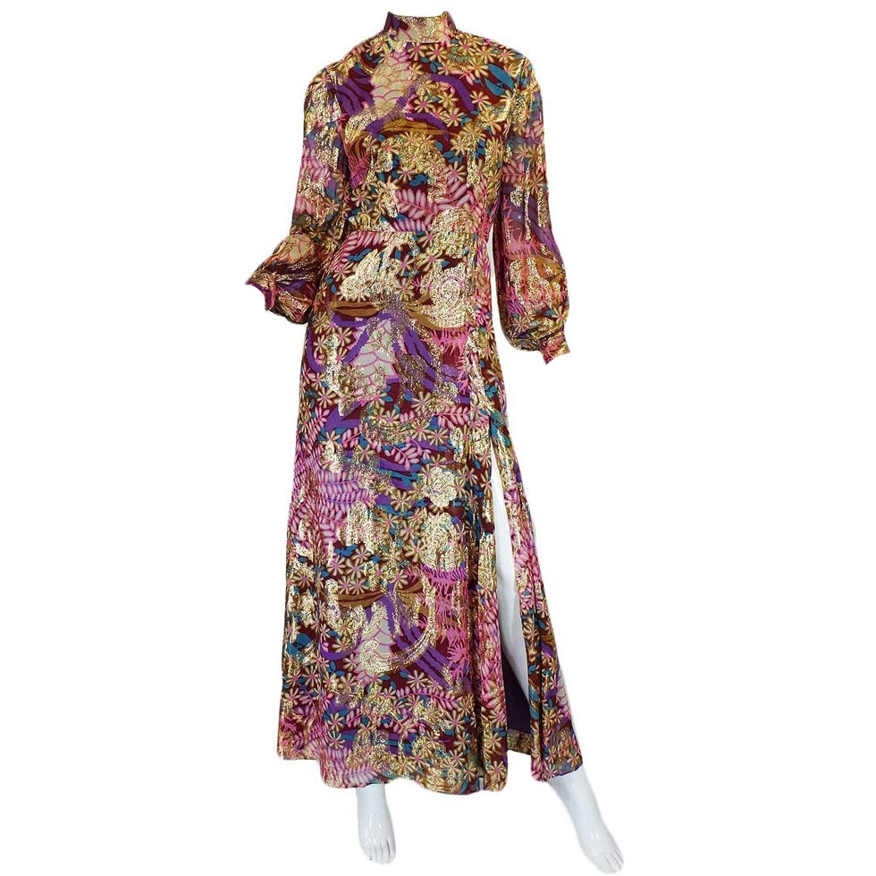 1960s Metallic Lilac Malcolm Starr Dress For Sale