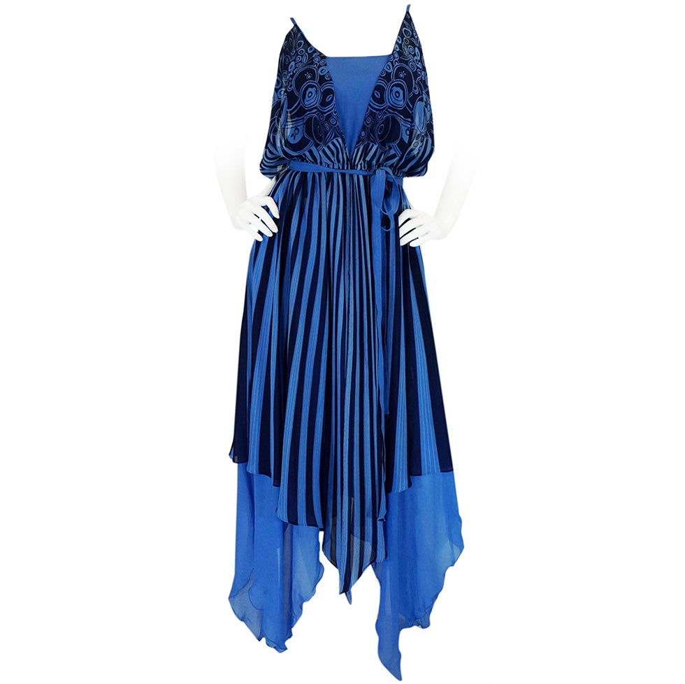1970s Roland Klein Silk Chiffon Dress