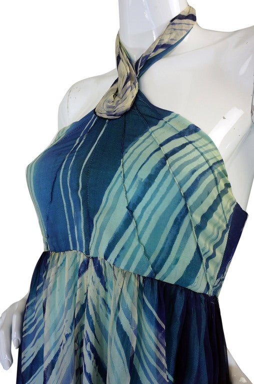 1974 Hand painted Thea Porter Couture Halter Gown For Sale 4