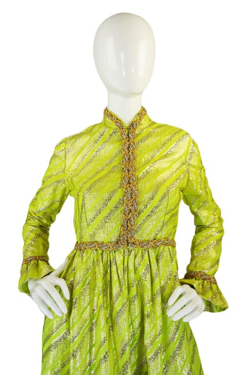 1960s Lime Oscar De La Renta Gown In Excellent Condition In Rockwood, ON