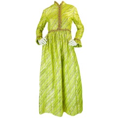 Retro 1960s Lime Oscar De La Renta Gown
