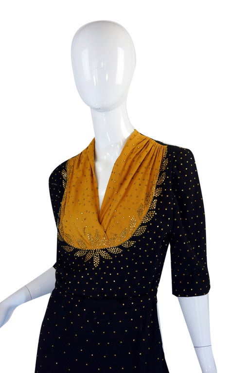 Women's 1940s Rare Brass Studded Swing Dress