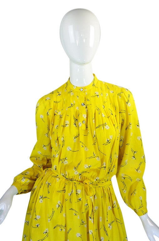 Women's 1970s Yellow Cotton Hanae Mori Dress For Sale