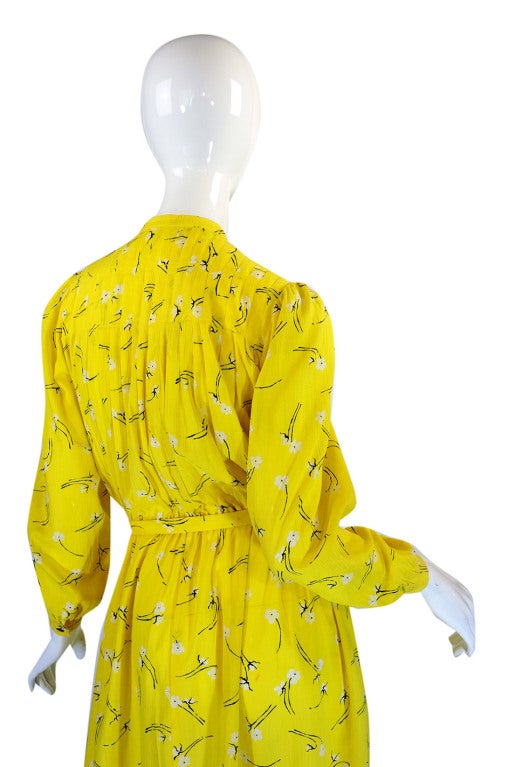 1970s Yellow Cotton Hanae Mori Dress For Sale 1