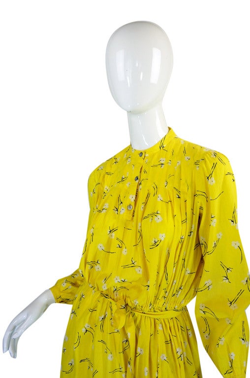1970s Yellow Cotton Hanae Mori Dress For Sale 2