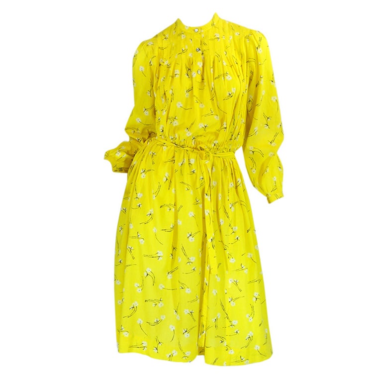 1970s Yellow Cotton Hanae Mori Dress For Sale