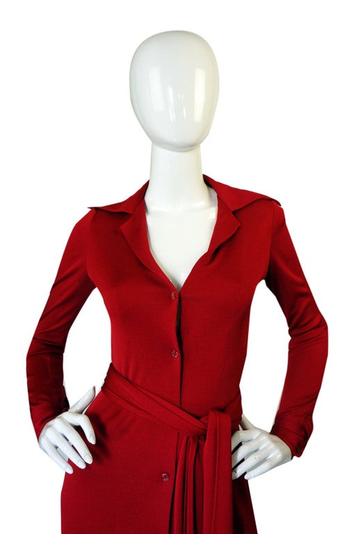 1972 Custom Red Jersey Halston Dress 1