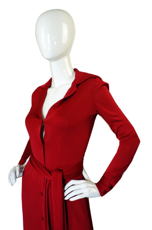 1972 Custom Red Jersey Halston Dress 2