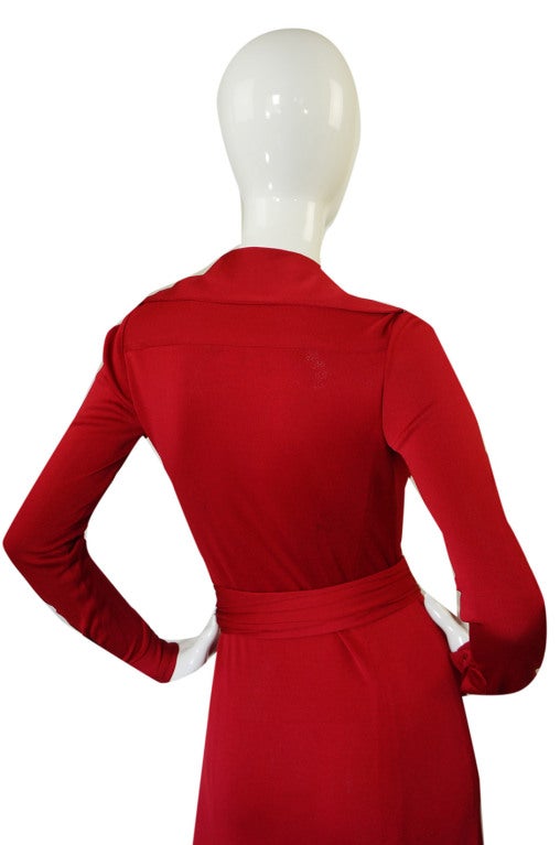 1972 Custom Red Jersey Halston Dress 3