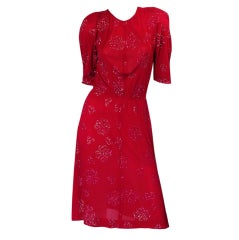 Vintage 1970s Jean Muir Raspberry Glitter Dress