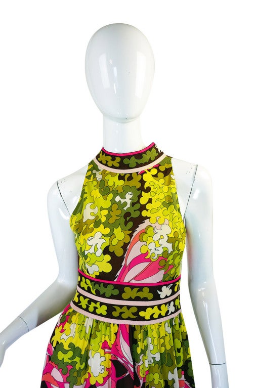 Women's 1970s Emilio Pucci Pink Pop Maxi Dress