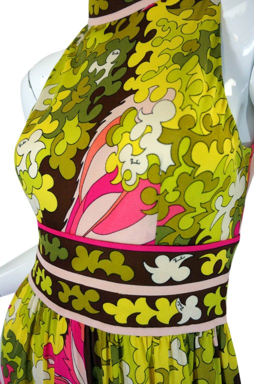 1970s Emilio Pucci Pink Pop Maxi Dress 4