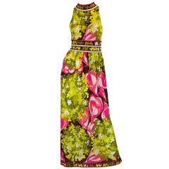 Vintage 1970s Emilio Pucci Pink Pop Maxi Dress