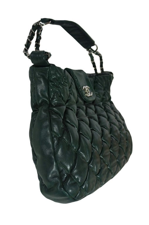 Women's 2008 Deep Green Quilted Chanel Bag For Sale
