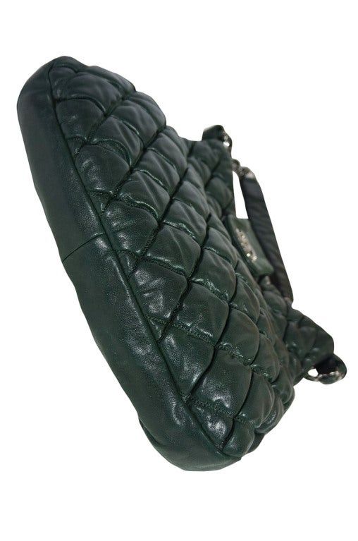 2008 Deep Green Quilted Chanel Bag For Sale 1