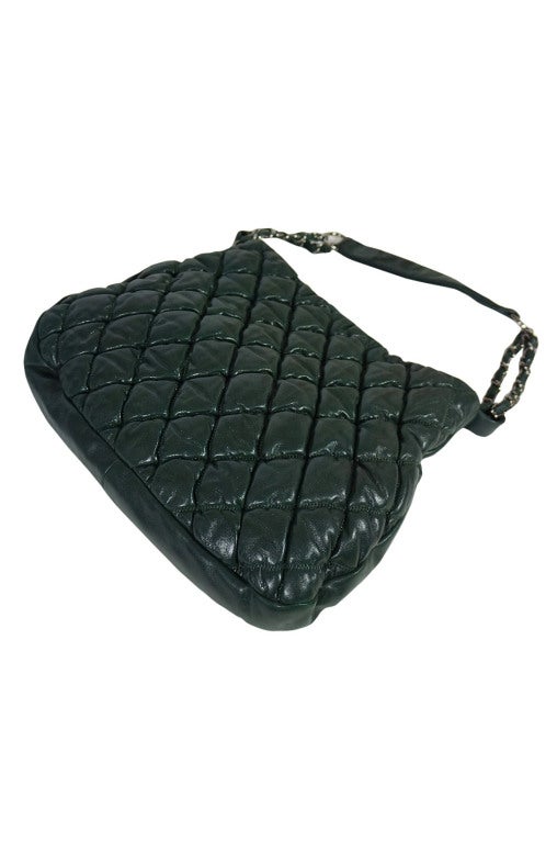 2008 Deep Green Quilted Chanel Bag For Sale 2