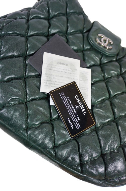 2008 Deep Green Quilted Chanel Bag For Sale 5