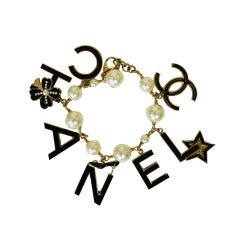 Chanel Pearl and Logo Charm Bracelet