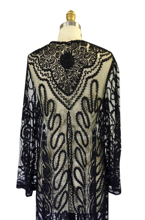 Edwardian Embroidered Black Net Coat For Sale 2