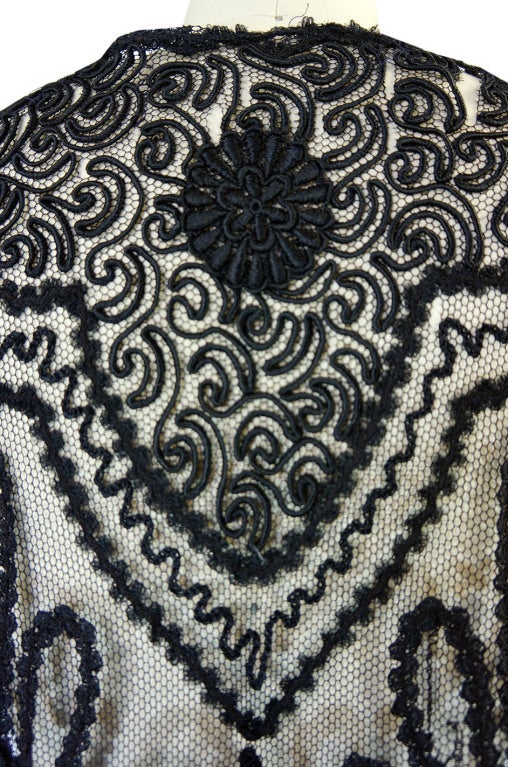Edwardian Embroidered Black Net Coat For Sale 3