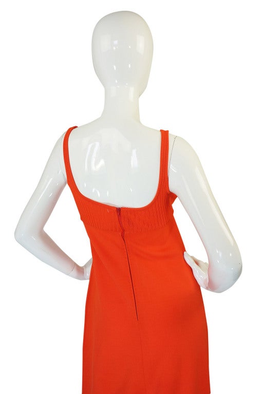 1970s Lanvin Knit Tangerine Halter Dress at 1stDibs
