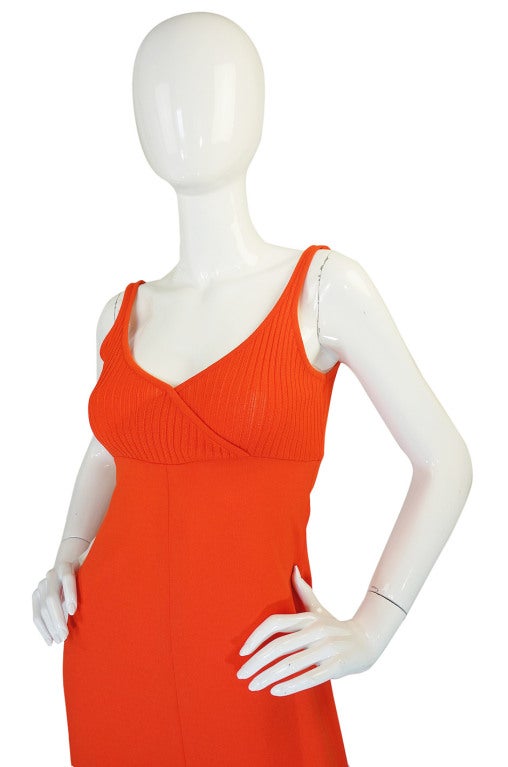 1970s Lanvin Plunge Front Backless Nylon Jersey Halter Dress