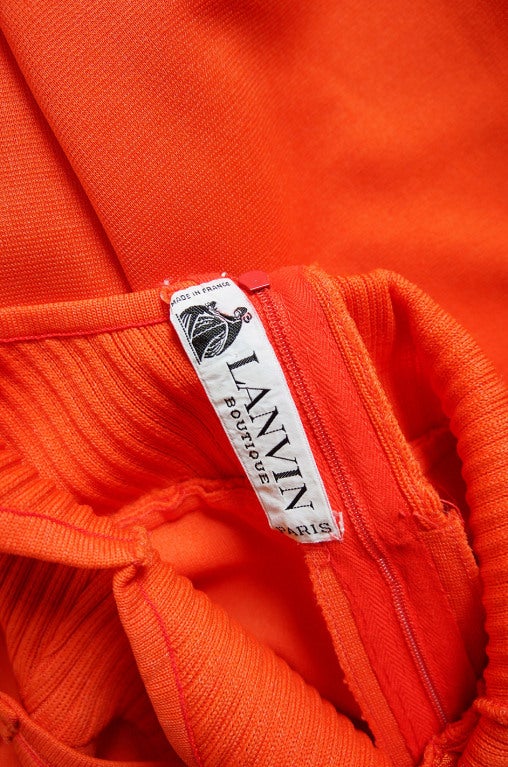 1970s Lanvin Knit Tangerine Halter Dress at 1stDibs