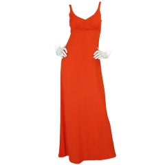 1970s Lanvin Knit Tangerine Halter Dress