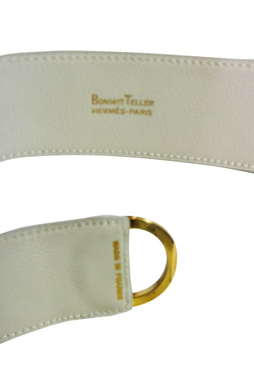 Rare 1960s Hermes Belt White & Navy In Excellent Condition For Sale In Rockwood, ON