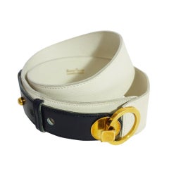 Rare 1960s Hermes Belt White & Navy