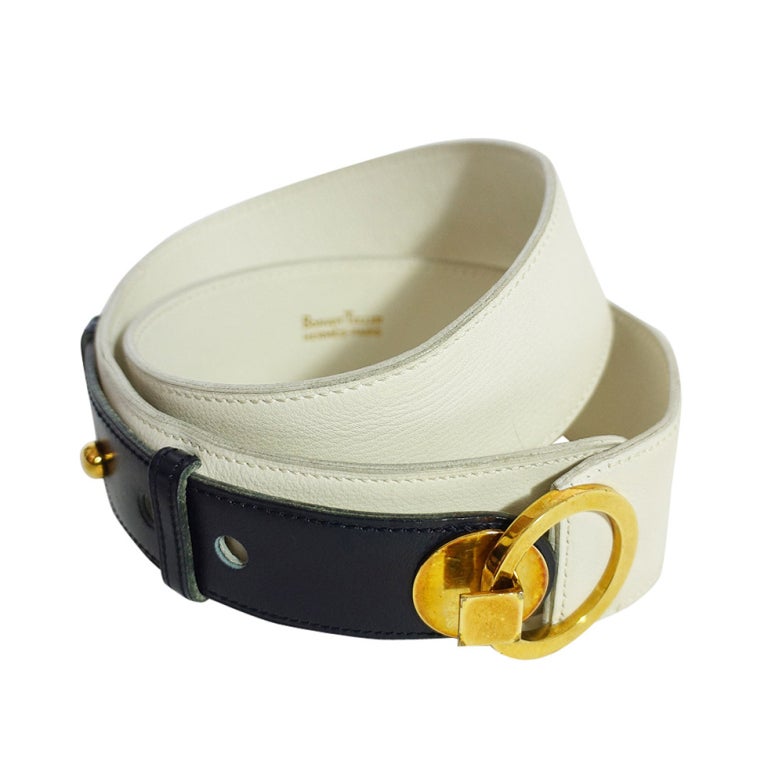 Rare 1960s Hermes Belt White & Navy For Sale