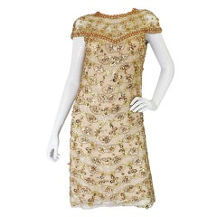 1960s Rare Nina Ricci Beaded Shift Dress