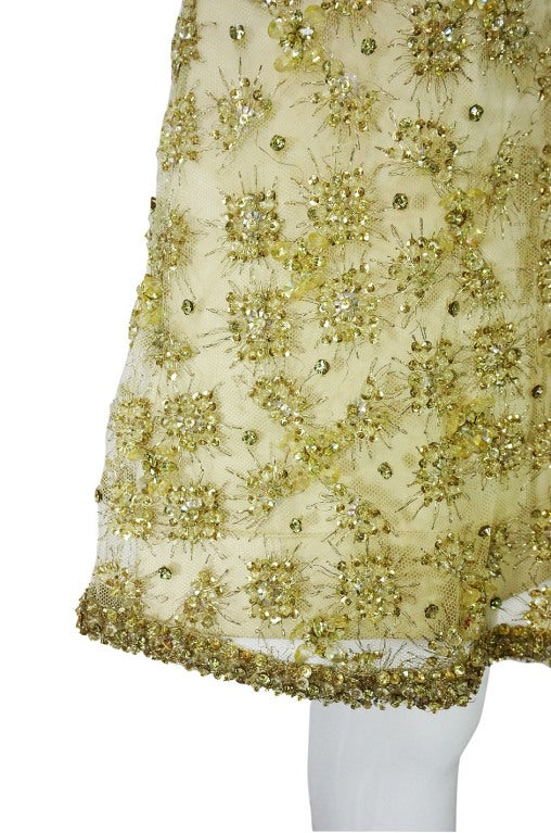 1960s Rhinestone & Bead Silk Net Dress 5