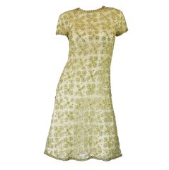 Vintage 1960s Rhinestone & Bead Silk Net Dress