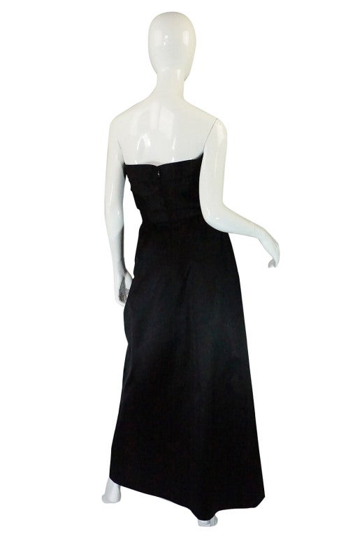 Women's 1970s Silk Strapless Pauline Trigere Gown