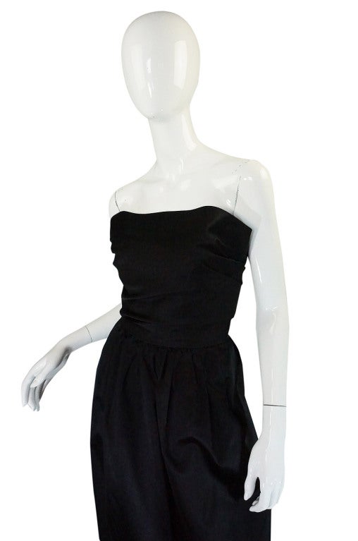 1970s Silk Strapless Pauline Trigere Gown 2