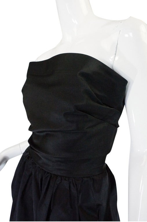 1970s Silk Strapless Pauline Trigere Gown 4