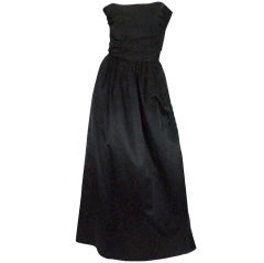 1970s Silk Strapless Pauline Trigere Gown at 1stDibs