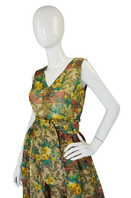 Rare 1950s Jacques Tiffeau Silk Dress 2