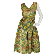 Rare 1950s Jacques Tiffeau Silk Dress