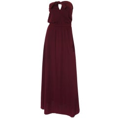 1970s Joy Stevens Strapless Maxi Dress