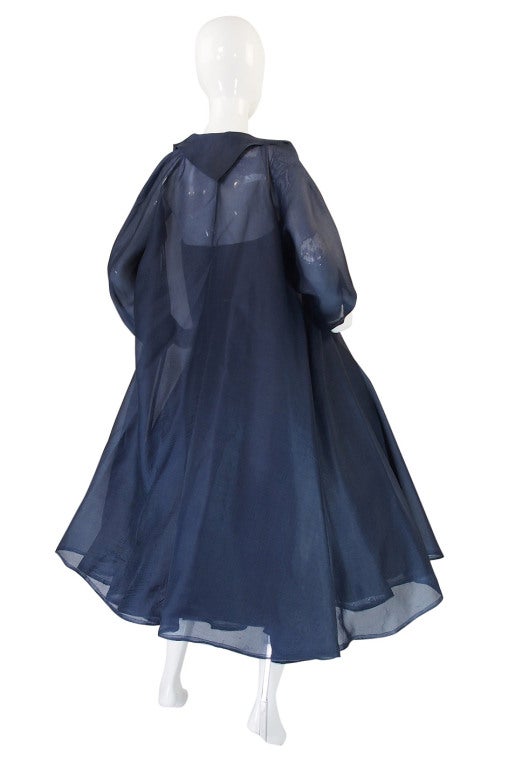Women's 1950s Ink Blue Silk Organza Dress & Coat