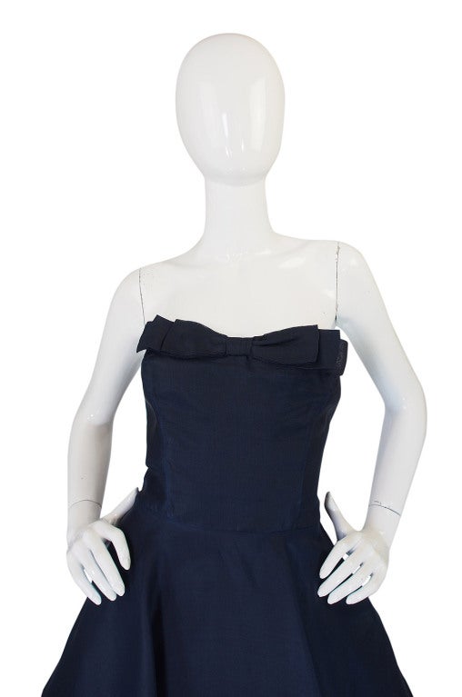 1950s Ink Blue Silk Organza Dress & Coat 5