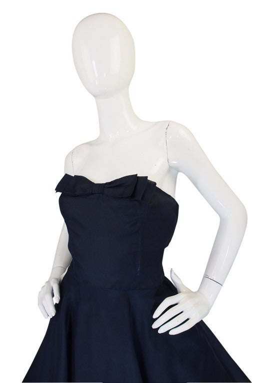 1950s Ink Blue Silk Organza Dress & Coat 6
