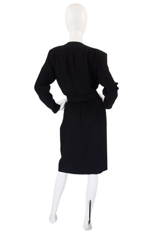 Women's 1980s Yves Saint Laurent Plunge Wrap Crepe Dress