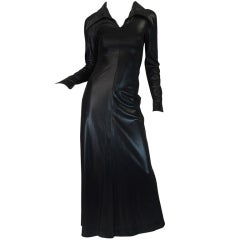 1970s Rare Lee Bender Wet Look Maxi Dress