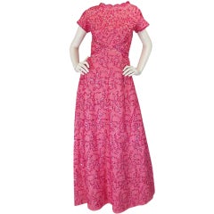 1960s Beautiful Pink Sequin & Lace Hostess Dress