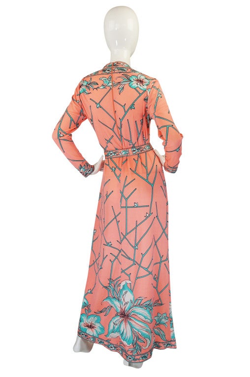 Women's 1970s Coral & Turquoise Maurice Jersey Dress