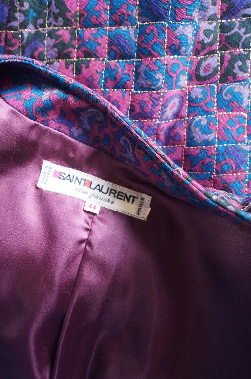 1980s Quilted Yves Saint Laurent Jacket For Sale 3