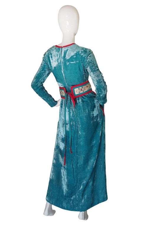 Blue 1960s Jeweled Belt Oscar De La Renta Museum Dress